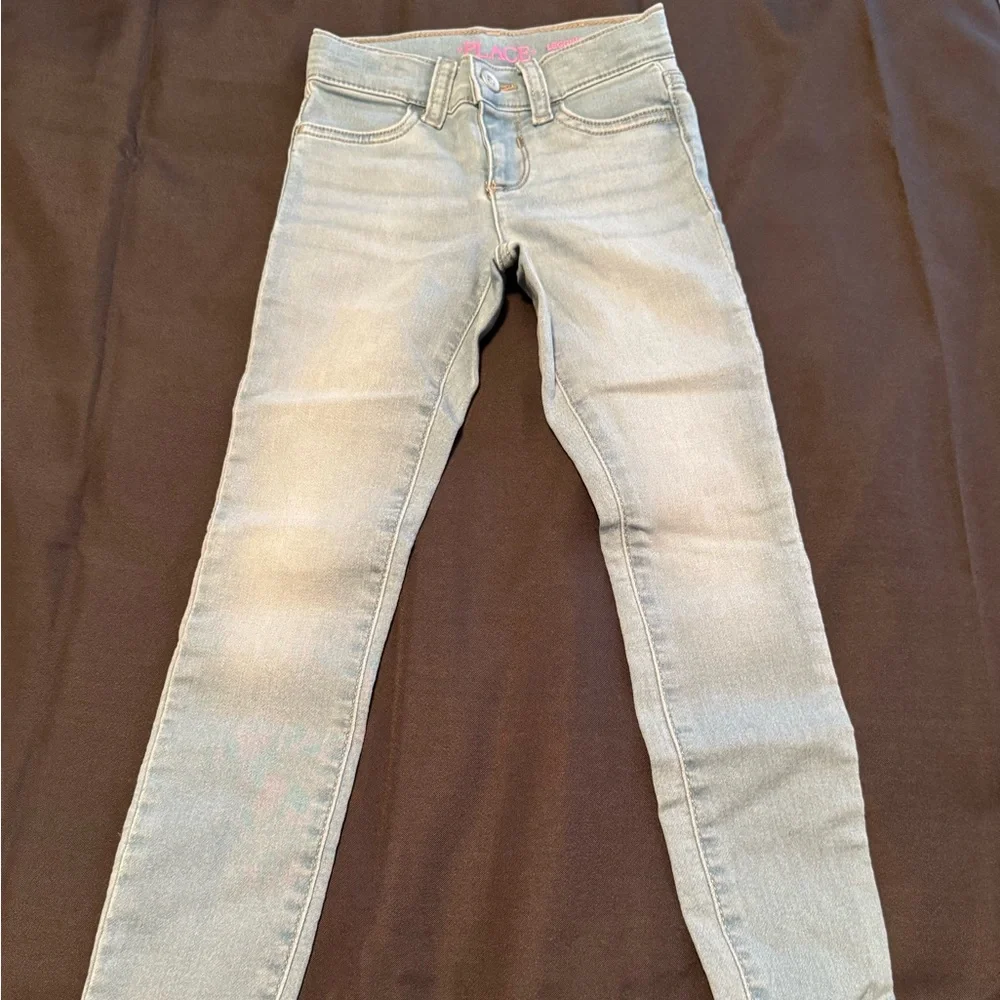 The Children's Place Girls Light Wash Skinny Jeggings 6 Slim Stretch